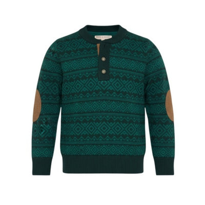 Hope & Henry - Boys Organic Sweater Henley with Elbow Patches