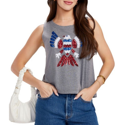 Tipsy Elves - Unisex Freedom Flies Sequin Cropped Tank Top