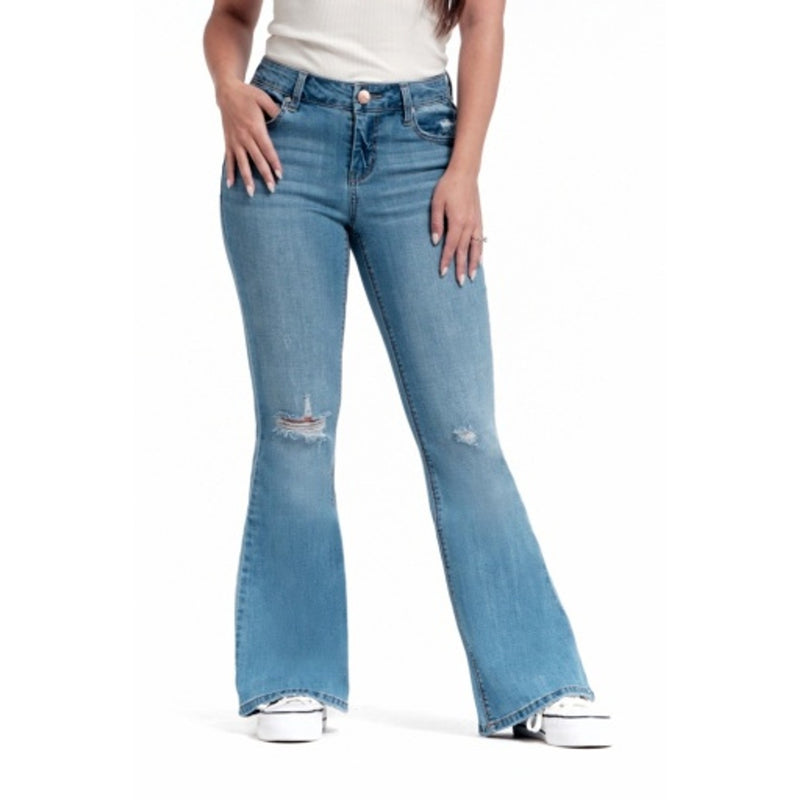1822 Denim - Womens Petite 29" Mid-Rise Flare Jean