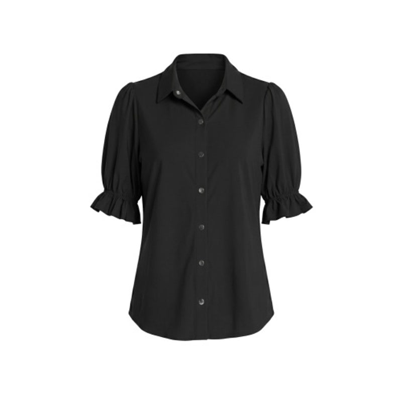 Liverpool Los Angeles - Womens Elbow Puff Sleeve Snap Front Knit Shirt