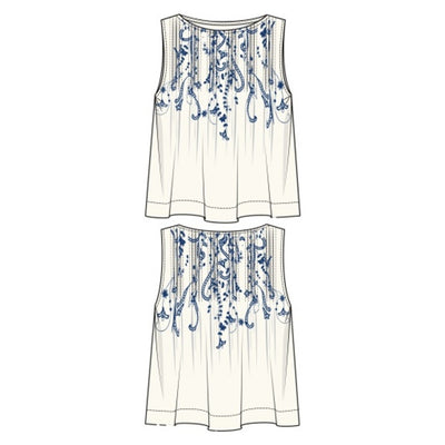 Liverpool Los Angeles - Womens Sleeveless Boat Neck Woven Top with Pintucks