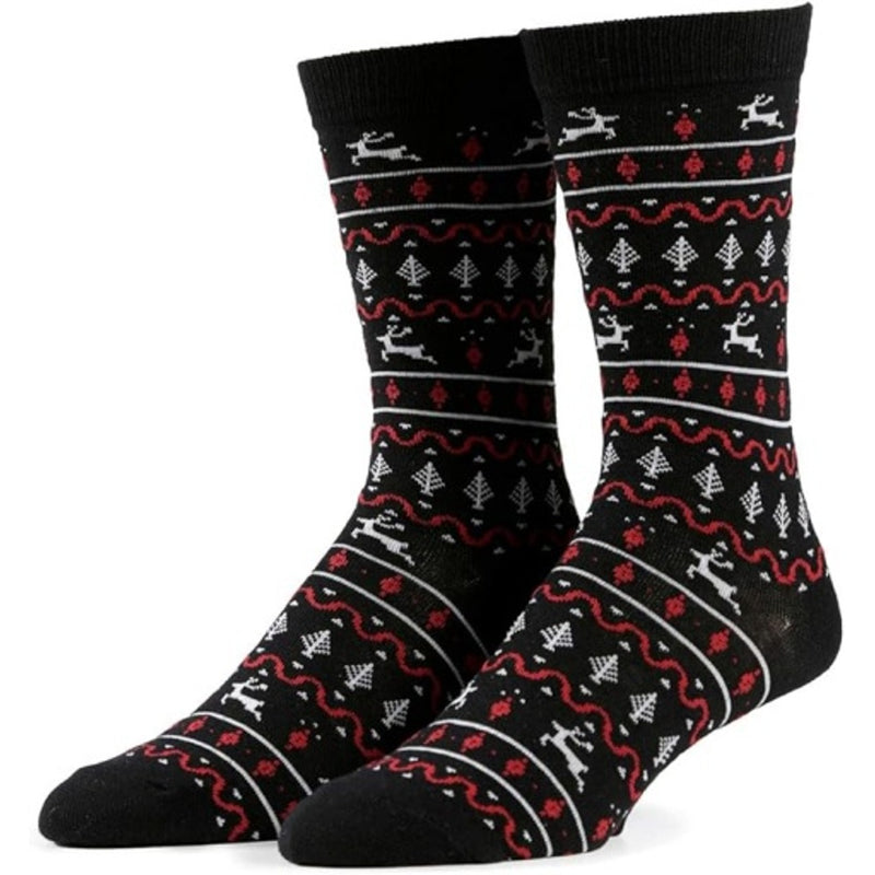 Tipsy Elves - Mens Red and Black Fair Isle Sock