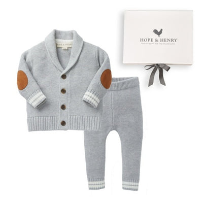 Hope & Henry - Baby Organic Cardigan and Sweater Legging Boxed Gift Set