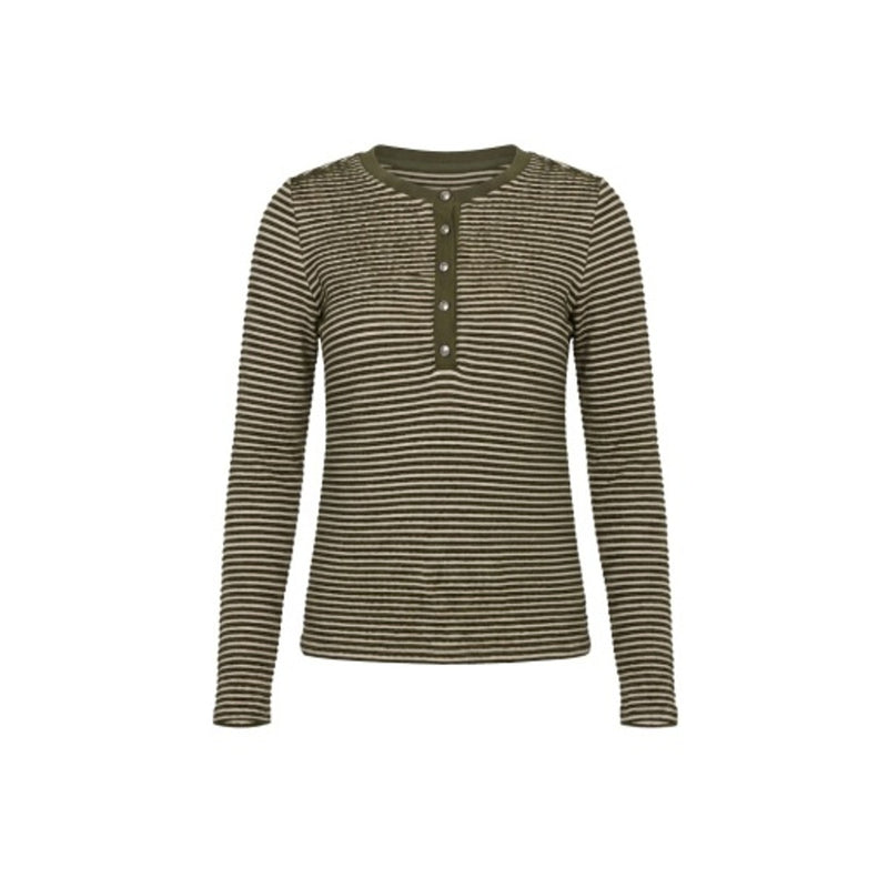 Liverpool Los Angeles - Womens Long Slv Knit Henley Top with Sweater Trim