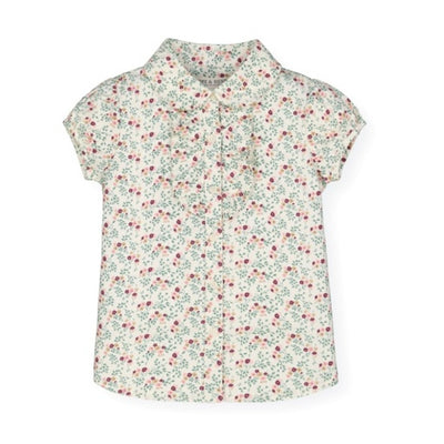 Hope & Henry - Girls Ruffle Front Shirt with Puff Sleeves