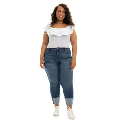 1822 Denim - Womens Plus Size 25" Roll Cuff Jean