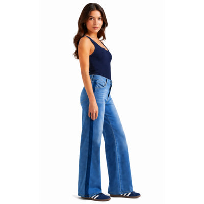 1822 Denim - Womens 30" Better Butter Wide Leg Jean with Shadow Masking Stripe