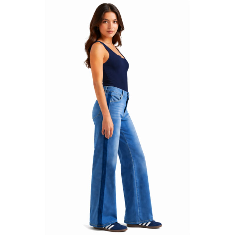 1822 Denim - Womens 30" Better Butter Wide Leg Jean with Shadow Masking Stripe