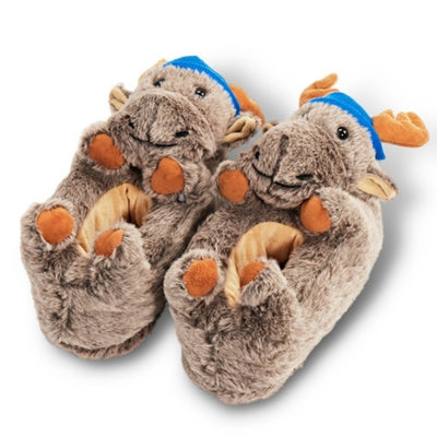 Oooh Yeah - Kids Dash the Moose-Animal Hugger Slippers- Kids, 1 Size 1-5