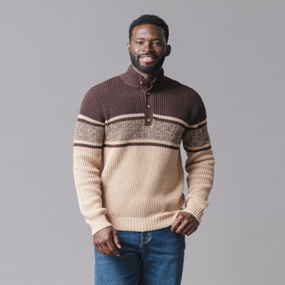 Hope & Henry - Mens Organic Mock Neck Waffle Sweater