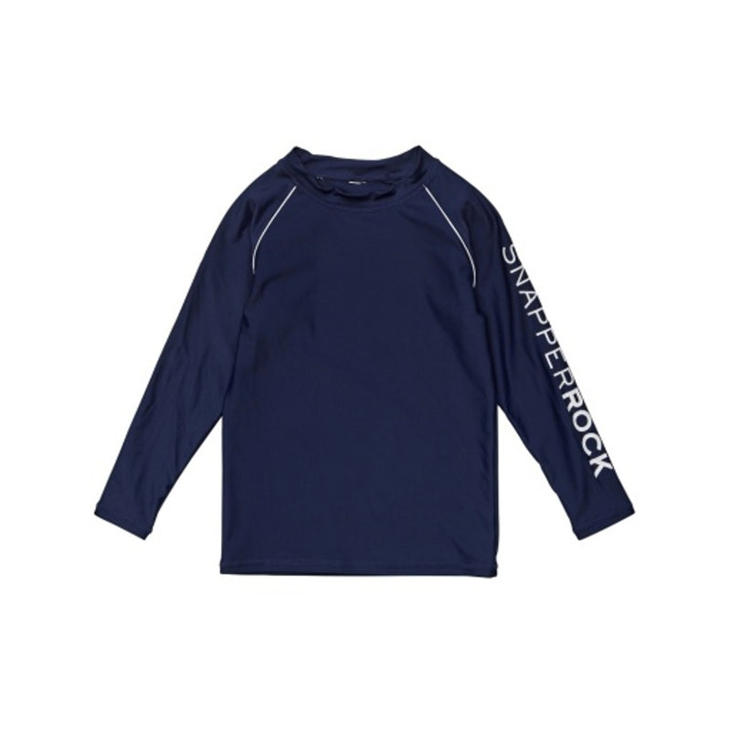 Snapper Rock - Boys Navy Sustainable Long Sleeve Rash Top