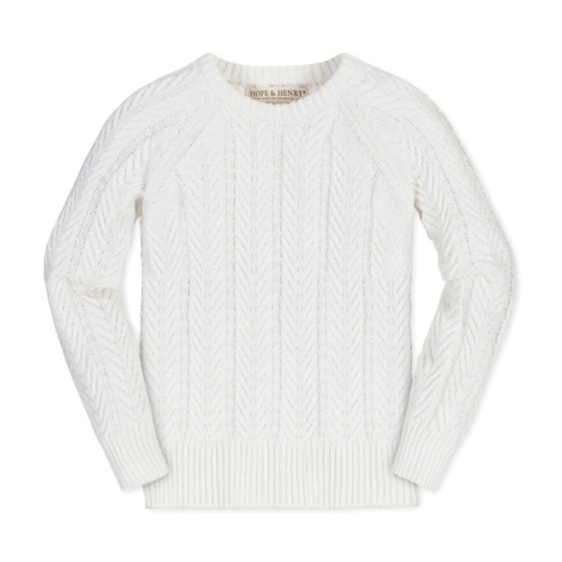Hope & Henry - Girls Organic Raglan Cable Sweater