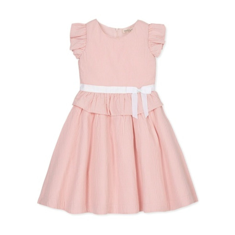 Hope & Henry - Girls Organic Seersucker Ruffle Sleeve Peplum Dress