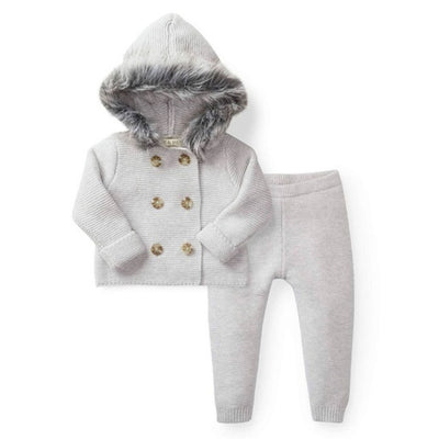 Hope & Henry - Baby Faux Fur Hooded Sweater Set