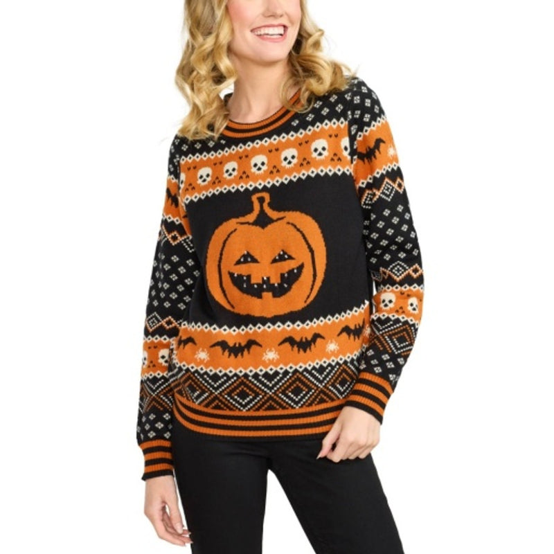 Tipsy Elves - Womens Light Up Pumpkin Crew Neck Sweater