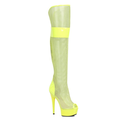 Ellie Shoes - 6" Peep Toe Thigh High Mesh Boot