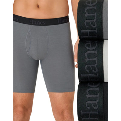 Hanes - Mens Ultimate® Mens Underwear Long Leg Boxer Briefs Pack – 3-Pack – Comfort Flex Fit® – Total Support Pouch® – Moisture Wicking