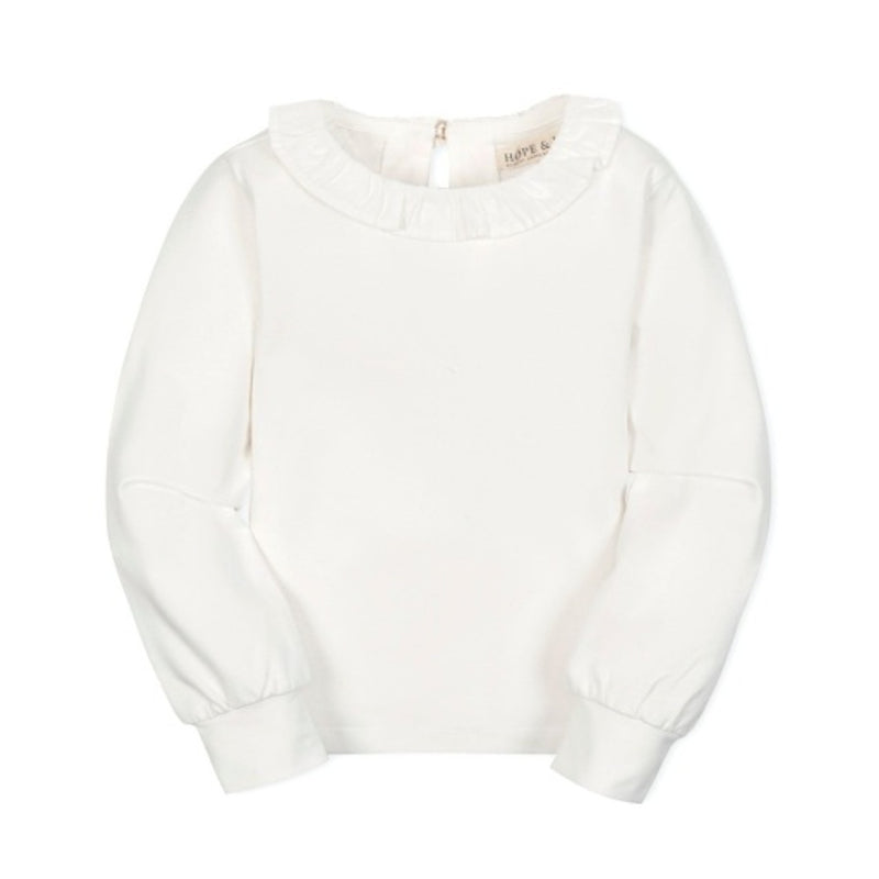 Hope & Henry - Girls Organic Ruffle Collar Knit Top