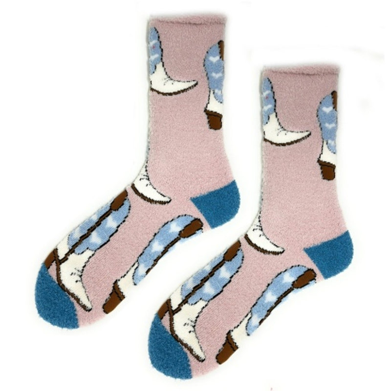 Oooh Yeah - Womens These Boots Fluff N Stuff Non Skid Womens Crew Socks