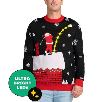 Tipsy Elves - Mens Santa Slice Light Up Ugly Christmas Sweater