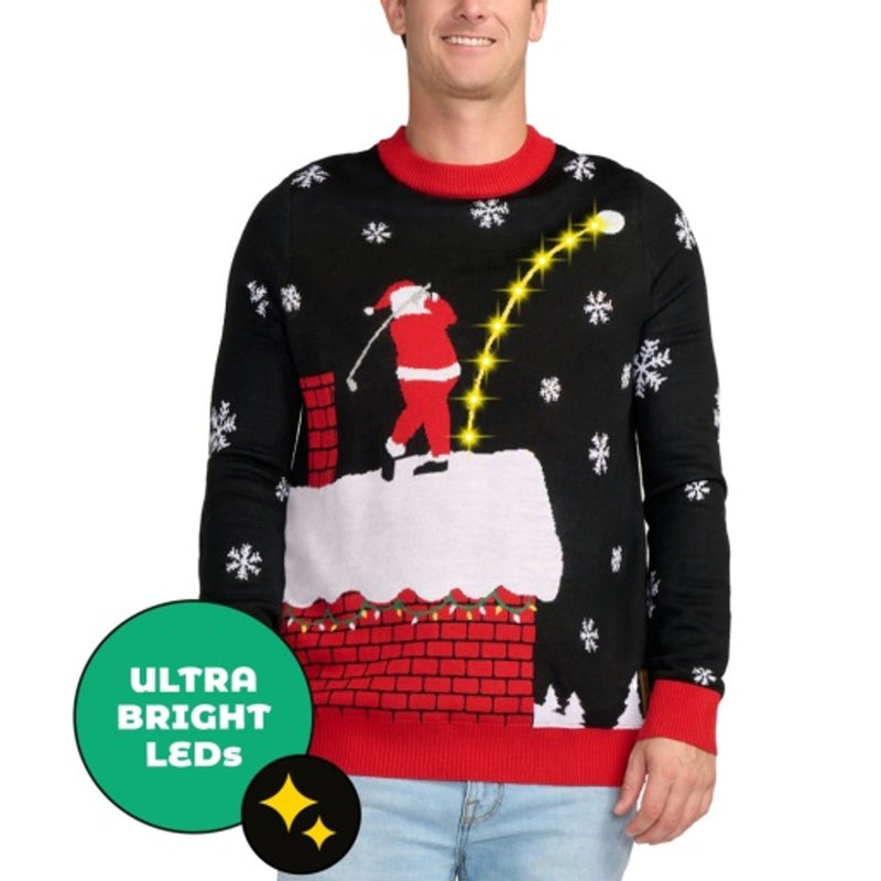 Tipsy Elves - Mens Santa Slice Light Up Ugly Christmas Sweater