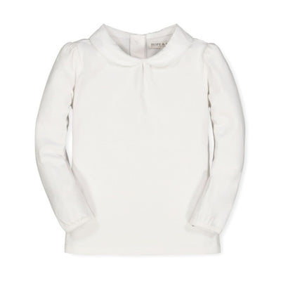 Hope & Henry - Girls Knit Top with Woven Collar
