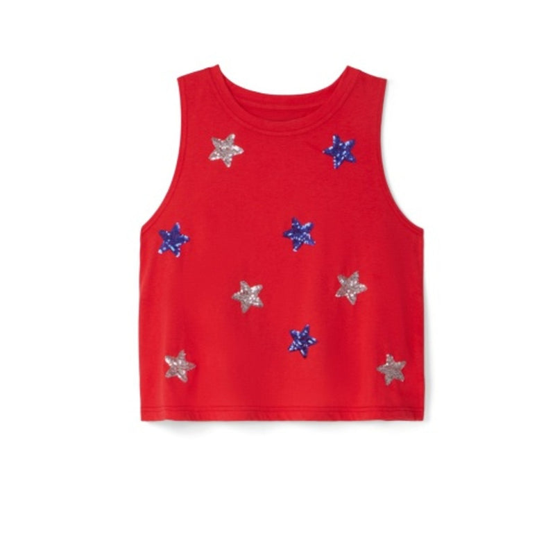 Tipsy Elves - Womens Stars of Summer Sequin Cropped Tank Top