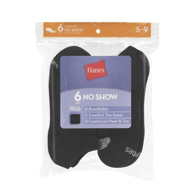 Hanes - Womens No Show Socks Moisture-Wicking 6-Pairs