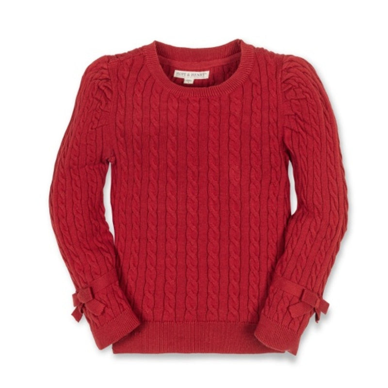 Hope & Henry - Girls Organic Puff Sleeve Bow Sweater