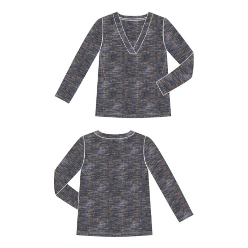 Liverpool Los Angeles - Womens 3/4 Sleeve V-Neck Knit Tee