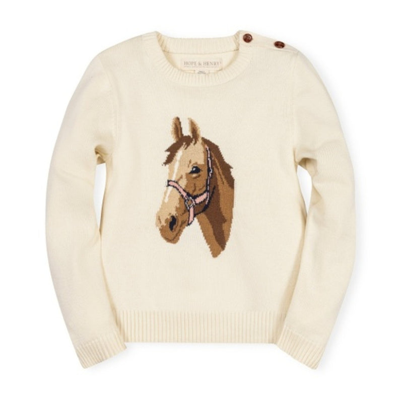 Hope & Henry - Girls Organic Horse Intarsia Sweater
