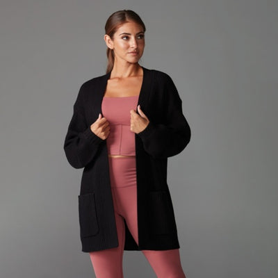 Thirty Three Threads - Unisex Alpine Long Cardigan Ebony