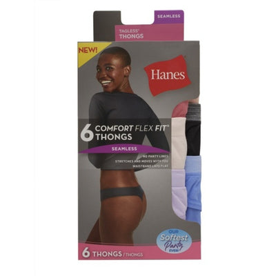 Hanes - Womens Comfort Flex Fit Womens Seamless Thong Underwear 6-Pack