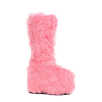 Ellie Shoes - 5" Chunky Heel Platform Boot with Faux Fur