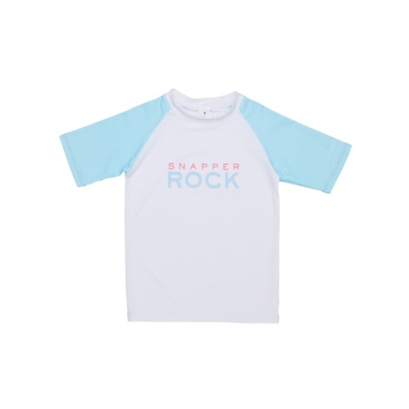 Snapper Rock - Boys Lt Blue Sleeve Sustainable Short Sleeve Rash Top