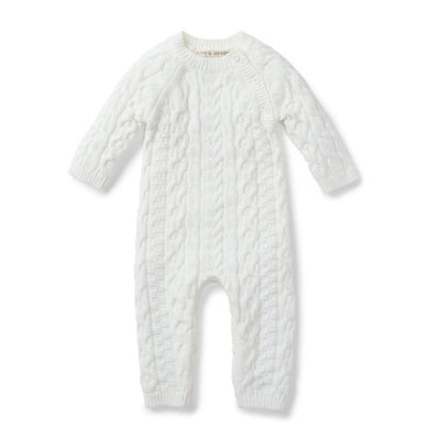 Hope & Henry - Baby Organic Cable Knit Sweater Romper