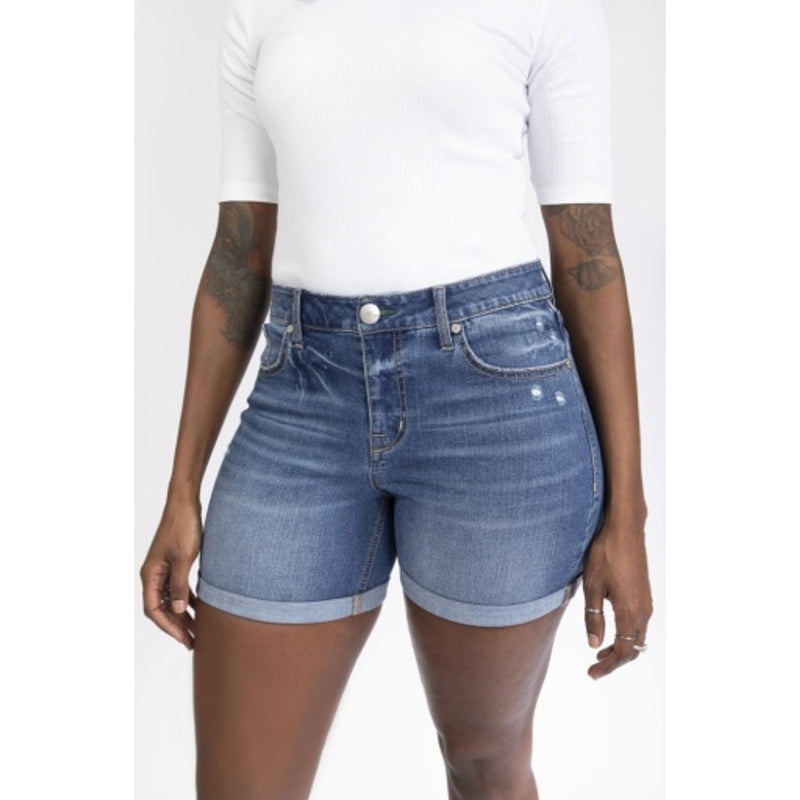 1822 Denim - Womens Curvy Denim 7" Rolled to 5" Short