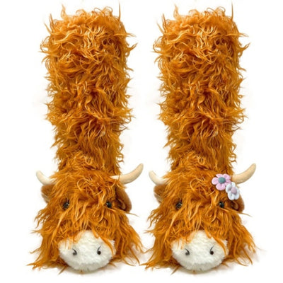 Oooh Yeah - Kids Highland Cattle Kids Plush Hugger Slippers