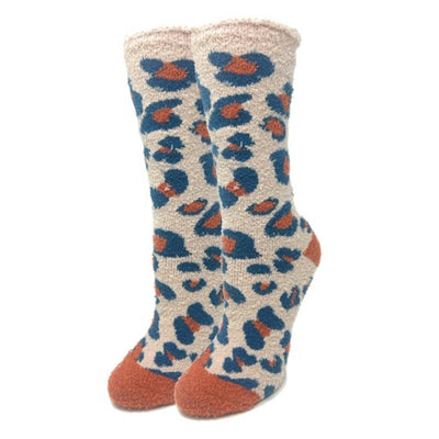 Oooh Yeah - Womens Leoparda Fluff N Stuff Womens Crew Socks