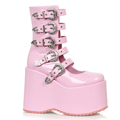 Ellie Shoes - 5" Chunky Platform Boot W/Buckles