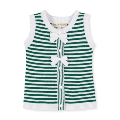 Hope & Henry - Girls Organic Button Front Sweater Tank with Bows
