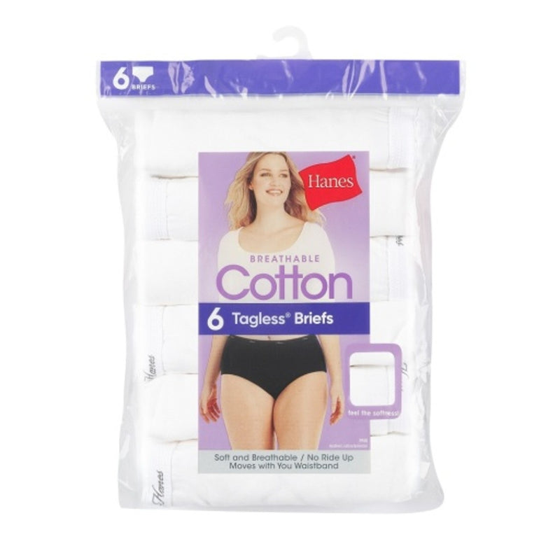 Hanes - Womens Cotton Brief Underwear Moisture-Wicking 6-Pack