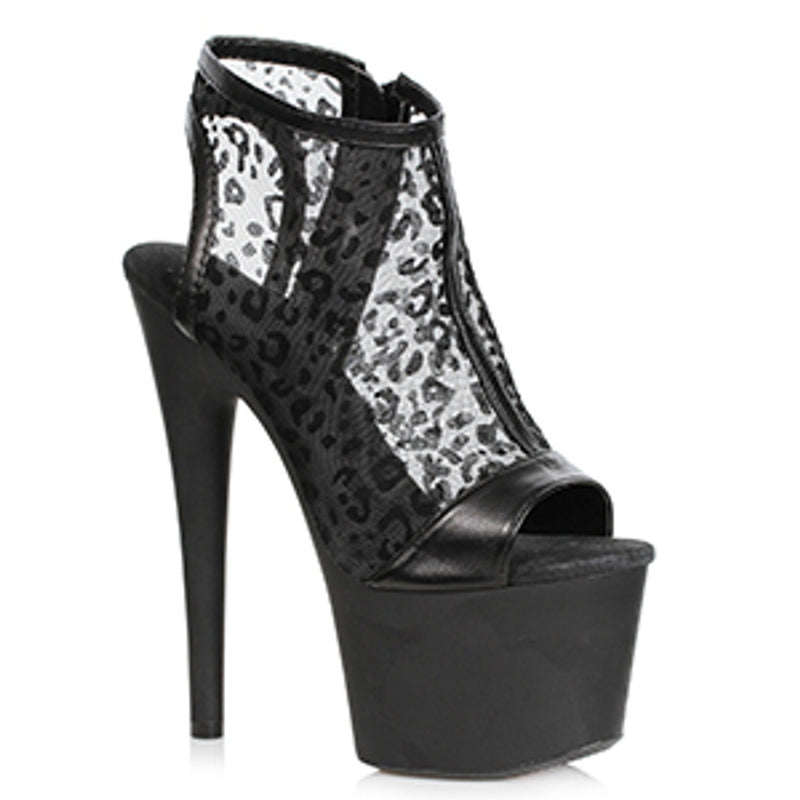 Ellie Shoes - 7" Peeptoe Leopard Bootie