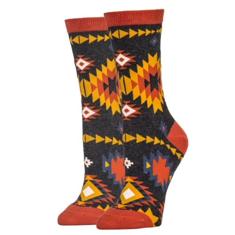 Oooh Yeah - Womens Chamomile Twist Southwestern Womens Crew Socks