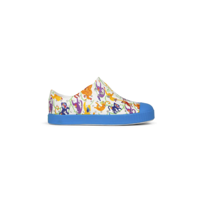 Native Shoes - Unisex Jefferson Print Kids - Shell White/ Wave Blue/ Jungle Primates Aop