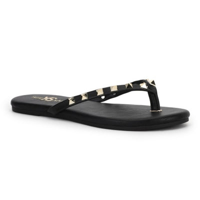 Yosi Samra - Womens Rivington Stud Flip Flop in Black/Gold