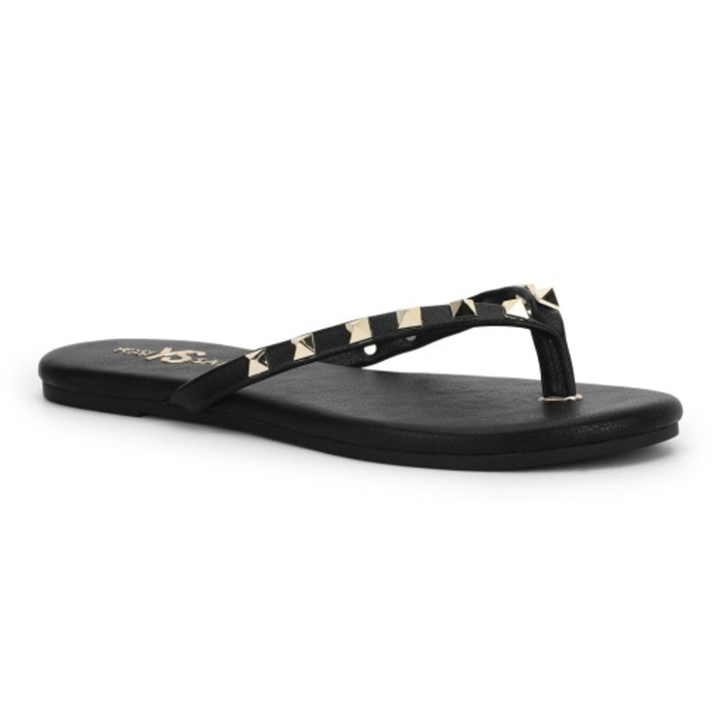 Yosi Samra - Womens Rivington Stud Flip Flop in Black/Gold