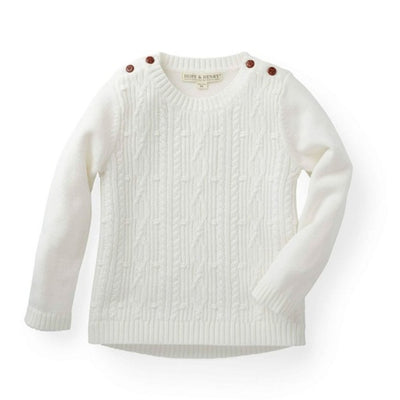 Hope & Henry - Girls Cable Button Sweater Baby Girl