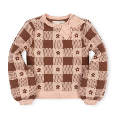 Hope & Henry - Girls Organic Bow Detail Intarsia Sweater