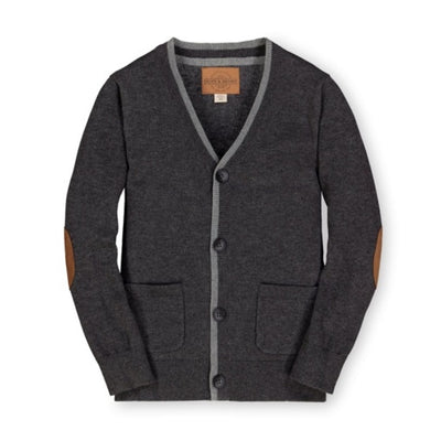 Hope & Henry - Boys Organic Tipped Cardigan with Elbow Patches